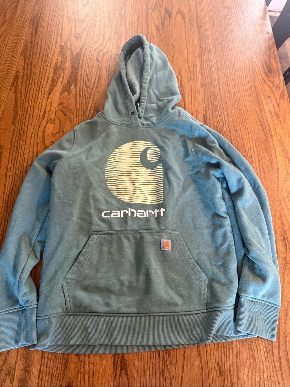 Carhartt Teal Hooded Sweatshirt - Logo Pullover